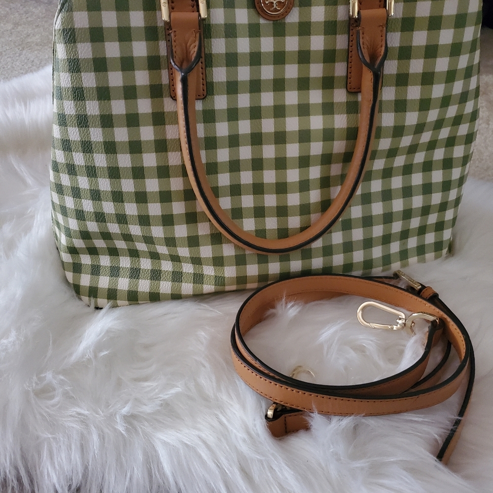 Tory NWOT Tory Burch Kerrington Gingham Dome Satchel - Picture 13 of 16